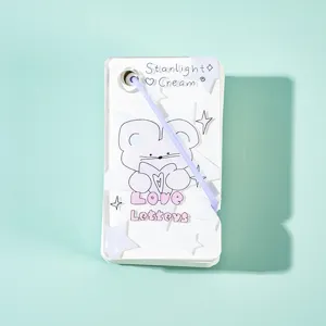 Portable mini memo pad with acrylic cover cute cartoon mouse design and elastic purple band