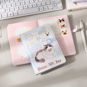 Bellissimo quaderno in pelle con chiusura magnetica gatto, agenda carina con pagine colorate.