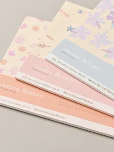 A5 aesthetic floral softcover notebook, cute lined memo pad for student daily study notes.