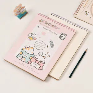 A4 cute spiral sketch book pink drawing notebook creative artistic journaling design.