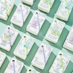 INS style acrylic strap portable mini memo pad, cute cartoon design vocabulary notebook.