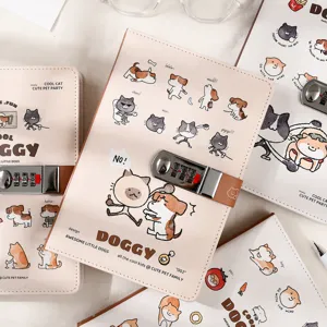 Schattig honden katten wachtwoord slot notebook dagboek set briefpapier cadeau voor school