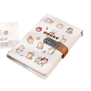 Schattig puppy notitieboek met cijferslot en leuke cartoon hond cover ontwerp