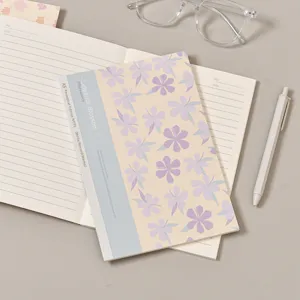 A5 aesthetic floral notebook with lined pages, soft cover ins style journal for students and office.
