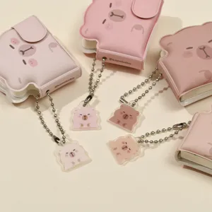 Cute cartoon capybara mini notebook keychain pendant adorable school bag charm lovely gift