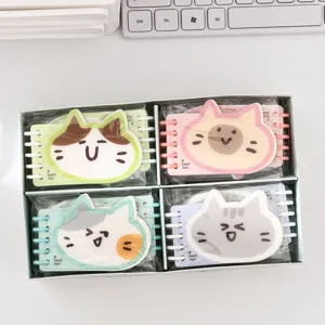 Lindo cuaderno de bolsillo de gato de dibujos animados juego mini blocs espiral