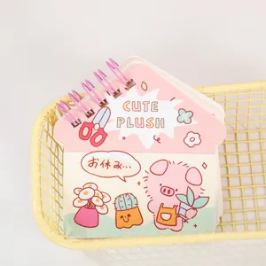 Cute cartoon pig shaped spiral notebook portable pocket memo pad with sweet pink design