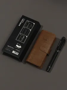 Mini carnet à anneaux en cuir avec boîte et stylo, agenda de poche portable pratique.