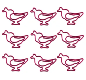 Trombones en forme de poussin rose, jolies pinces à papier métalliques pour école et bureau.