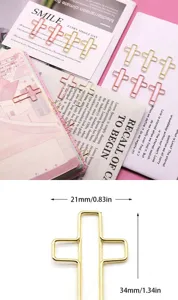 Creative metal cross paper clips, gold and rose gold bookmarks for office and school stationery.