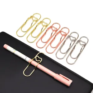 Metal heart paper clips creative stationery office bookmark multifunctional pen holder clips