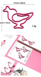 Jolis trombones roses en forme de poulet, pinces à papier métalliques pour école et bureau