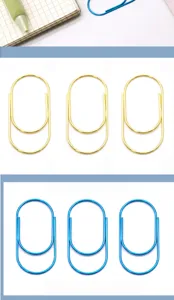 Creative metal paper clips in oval shape, colorful cute bookmarks for office and school use.