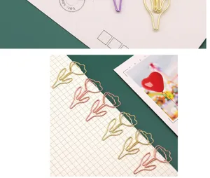 Creatieve metalen tulp bloem paperclips schattige gouden rosegouden kantoorartikelen bladwijzers