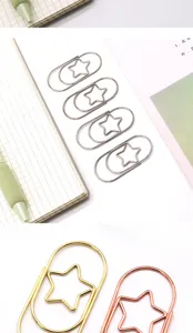 Cute star-shaped metal paper clips creative stationery for office school document organization