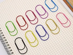 Colorful shaped paper clips cute candy color student bookmark stationery office supplies detail view