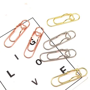 Metal heart shaped paper clips creative cute stationery bookmarks gold rose gold silver