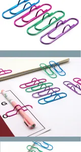 Creative metal pen clips colored paper clips cute shaped bookmarks office stationery set