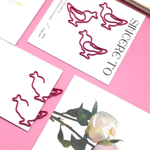 Trombones mignons roses en forme de poussin clips de papeterie créatifs en métal pour école