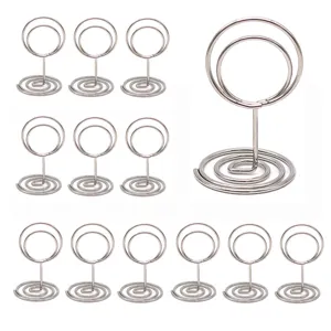 Pince Mémos en Métal Créatif Argenté Support de Message Photo de Bureau Rond Fil Support de Note Accessoires de Bureau