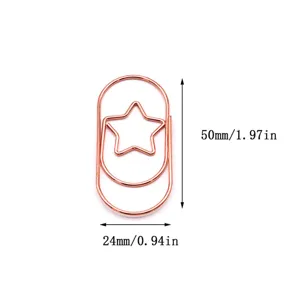 Rose gold star shaped metal paper clip cute creative stationery for office school files 50mm