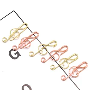 Creative Musical Note Metal Paper Clips Gold Rose Gold Paperclips Office Stationery Decorative Bookmarks For School