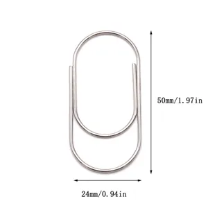 Large metal paper clip, silver office stationery bookmark, durable creative school supply tool.