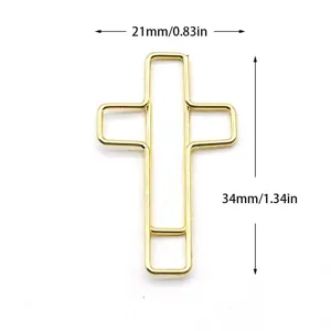 Gold cross paper clip metal bookmark creative stationery for office supplies 21x34mm