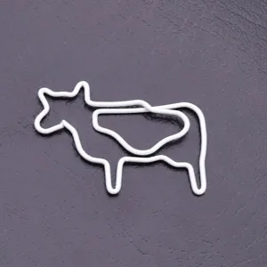 Cute white cow shaped metal paperclip, creative animal stationery clip for office and school.