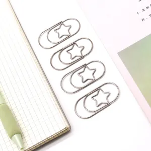 Cute creative metal star paper clips, cute stationery for office and school document organization.