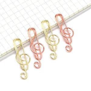 Metal music note paper clips creative cute office stationery gold rose gold bookmarks