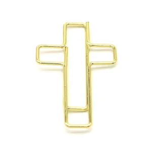 Gold cross shaped metal paper clips creative stationery bookmarks for office and school supplies