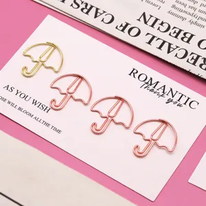 Graffette creative a forma di ombrello in oro e oro rosa per cancelleria da ufficio