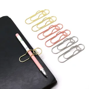 Metal heart pen clip creative shaped paperclip multi-functional iron stationery office tool