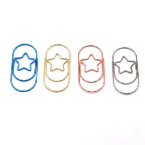 Cute star shaped metal paper clips creative stationery bookmarks for office and school use.