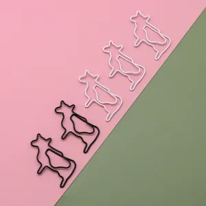 Cute cartoon cow shape metal paper clips, creative animal shaped stationery supplies