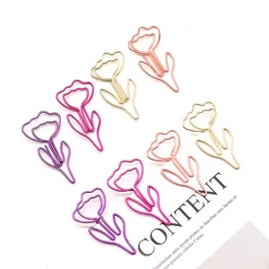 Creatieve kleurrijke bloemvormige metalen paperclips, schattige bladwijzers voor kantoor.