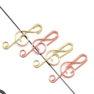 Creative music note metal paper clips gold and rose gold cute bookmarks for office stationery