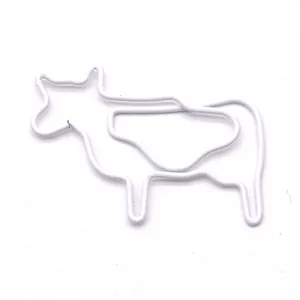 Cute cow shaped metal paper clip, creative animal design for office and school stationery use.