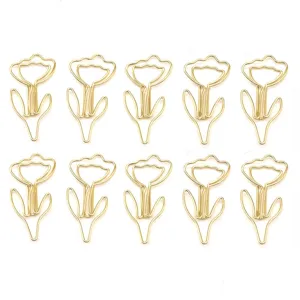 Gouden Bloem Paperclips Metaal Decoratieve Bladwijzers Kantoorartikelen Set 10 St