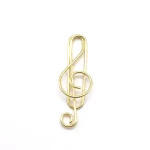 Gold music note shaped creative metal paperclip and cute office stationery bookmark.