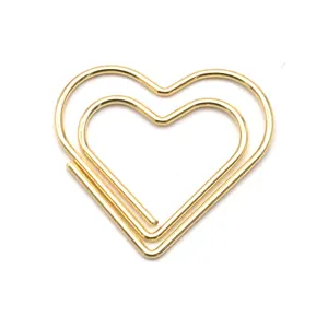 Gold heart paper clips decorative cute metal paperclips for office school stationery organization