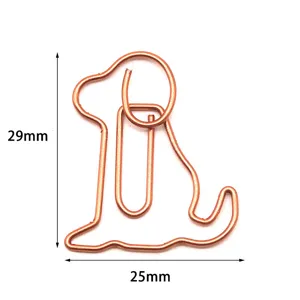 Cute metal dog shaped paper clips, creative copper stationery clips for office and school use.