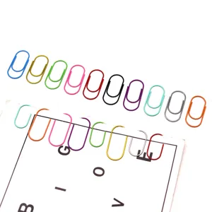 Colorful metal paper clips 40mm large office binder bookmarks set for school and organization.