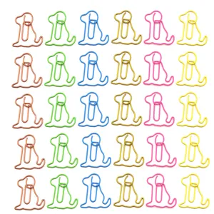 Colorful shaped paper clips, cute puppy design, metal coated paper holder office supplies