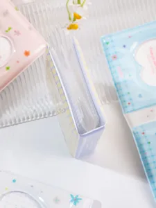 Mini photo card storage album 3 inch polaroid interleaf card holder cute grid design.