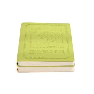 Grünes B6 Notizbuch Set, süßes geprägtes Tagebuch mit weichem PU Leder Einband für Notizen.