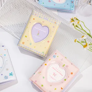 Mini Photo Card Holder Album Polaroid Collect Book PVC Loose Leaf Photo Album With Heart Hollow Out