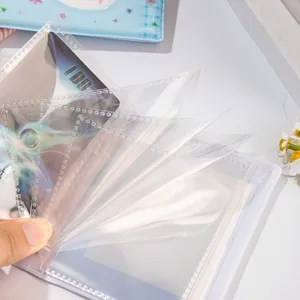 Transparent mini card binder photo album for 3-inch polaroid and postcard picture storage.