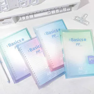 Minimalist Gradient PP Cover Loose Leaf Notebook A5 B5 Lined Refillable Student Journal Office Writing Notepad Diary